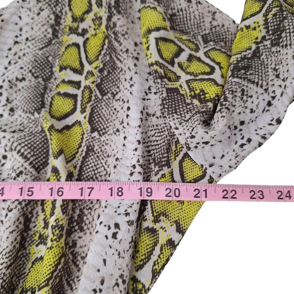 Bohoo Size 14 Snake Print Ruffle Faux Wrap Long Sleeve Elastic Waist Mini Dress - Picture 10 of 11